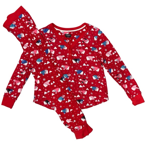 Kate Spade Womens Size Large PJs Red‎ 2 Piece Pajama Set Polar Bear NWT - Picture 1 of 11